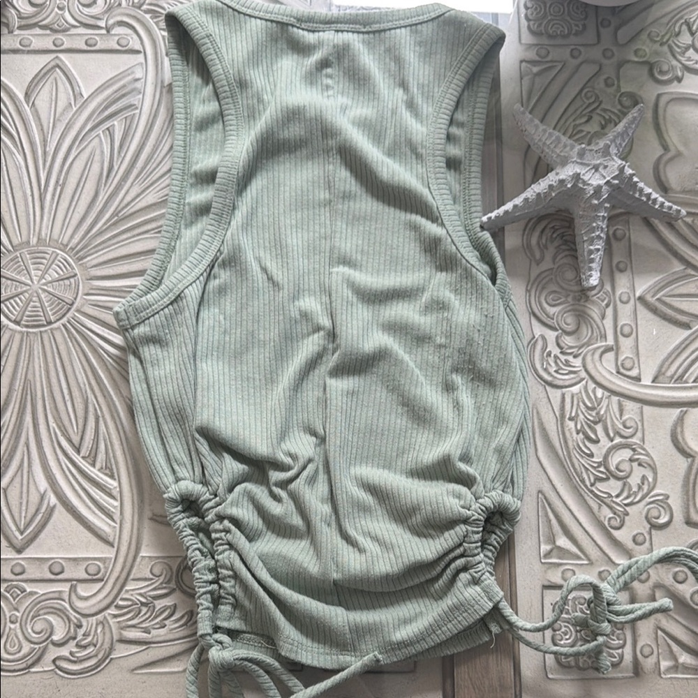 Forever 21 Light Sage Ribbed Drawstring Tank Top - Picture 4 of 6